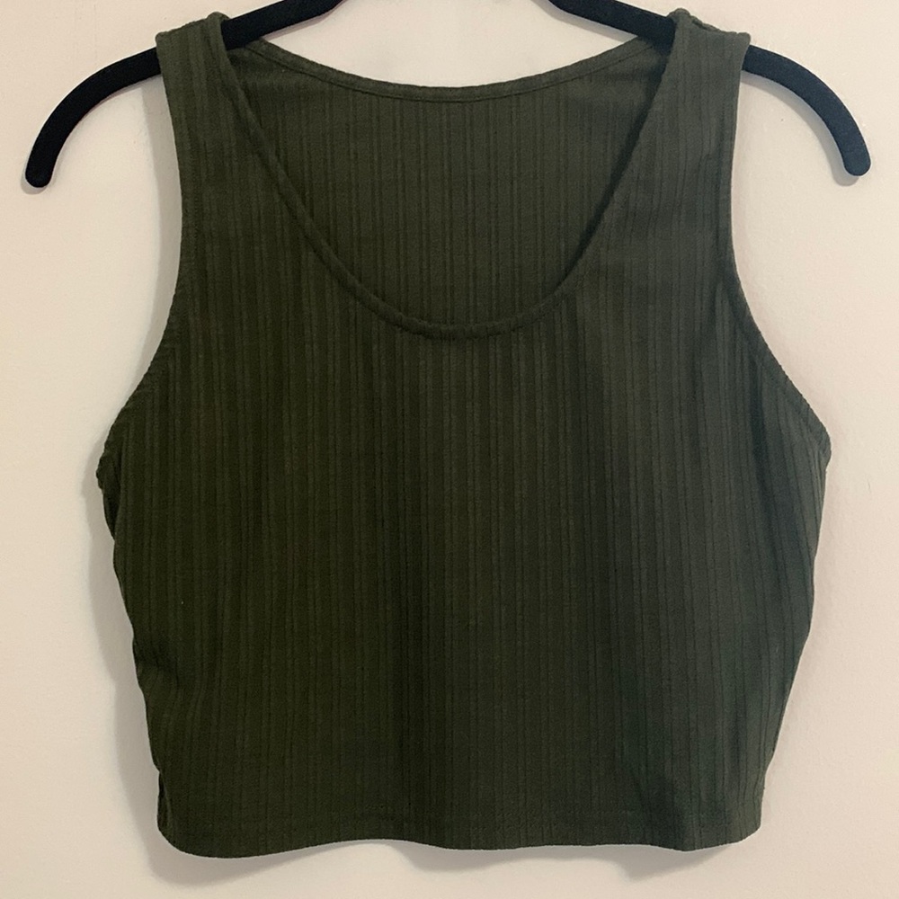 Army green crop top